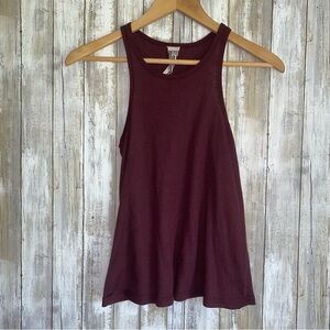Free People Maroon Ribbed Knit Tank